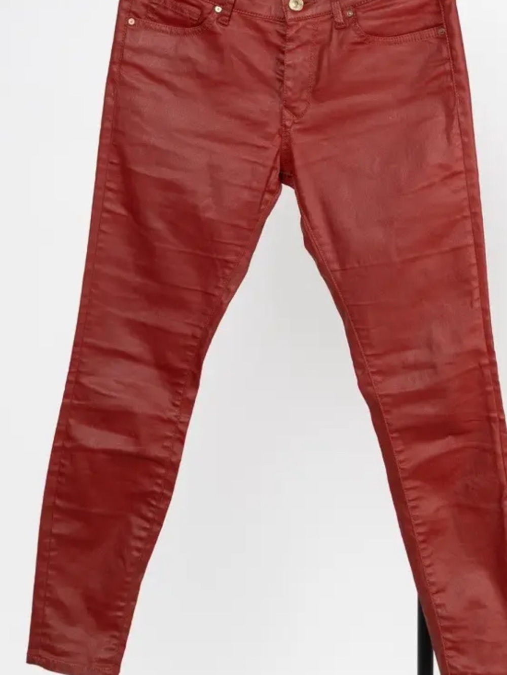 Zara Red Coated Skinny Jeans